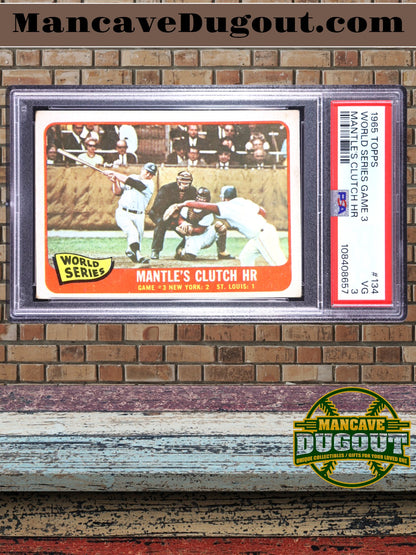 1965 Topps — Mickey Mantle #134 - World Series Game 3 - PSA 3 (Good)