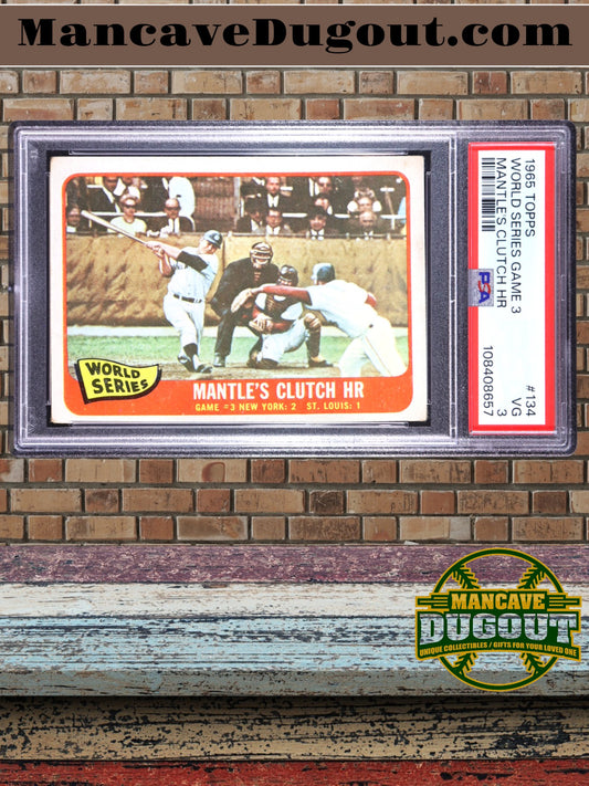 1965 Topps — Mickey Mantle #134 - World Series Game 3 - PSA 3 (Good)