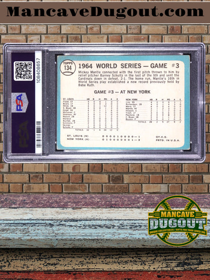 1965 Topps — Mickey Mantle #134 - World Series Game 3 - PSA 3 (Good)