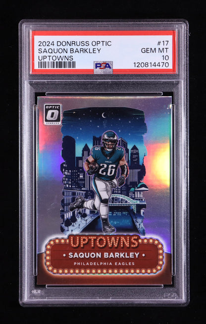 Saquon Barkley — 2024 Donruss Optic - Uptowns Insert #17 - PSA 10 Gem Mint