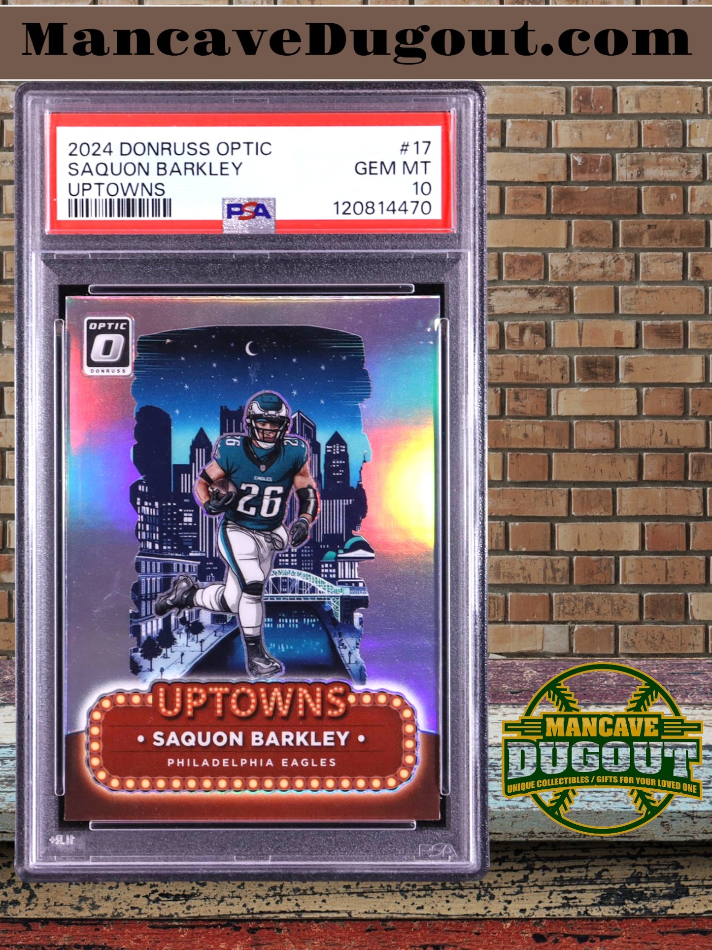 Saquon Barkley — 2024 Donruss Optic - Uptowns Insert #17 - PSA 10 Gem Mint