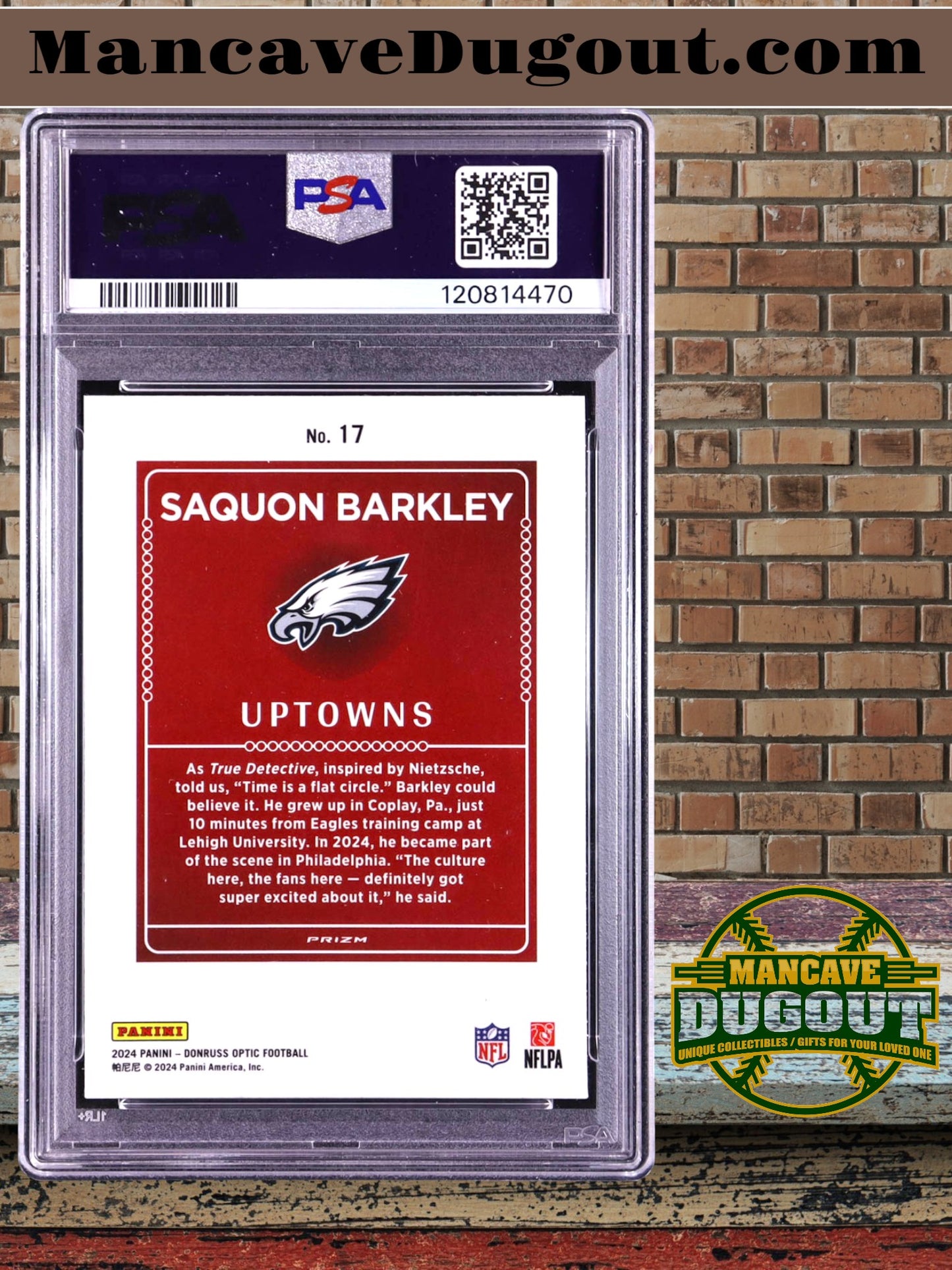 Saquon Barkley — 2024 Donruss Optic - Uptowns Insert #17 - PSA 10 Gem Mint
