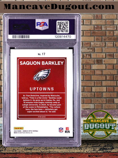 Saquon Barkley — 2024 Donruss Optic - Uptowns Insert #17 - PSA 10 Gem Mint