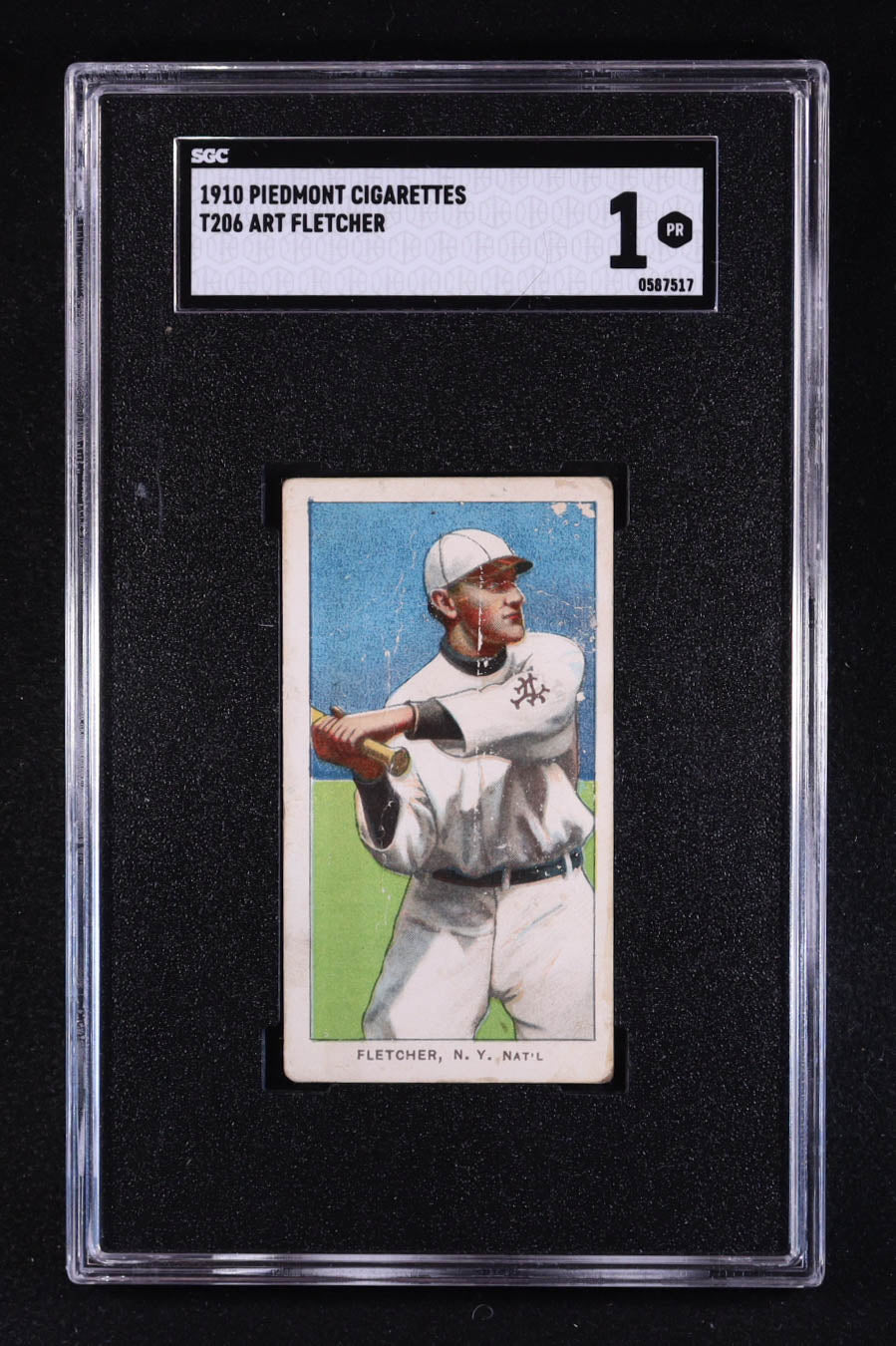 Art Fletcher — 1909–11 T206 - Piedmont / Sweet Caporal Era - Card #175 — Graded SGC 1