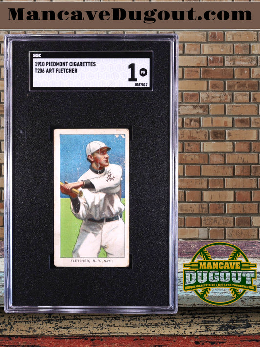 Art Fletcher — 1909–11 T206 - Piedmont / Sweet Caporal Era - Card #175 — Graded SGC 1