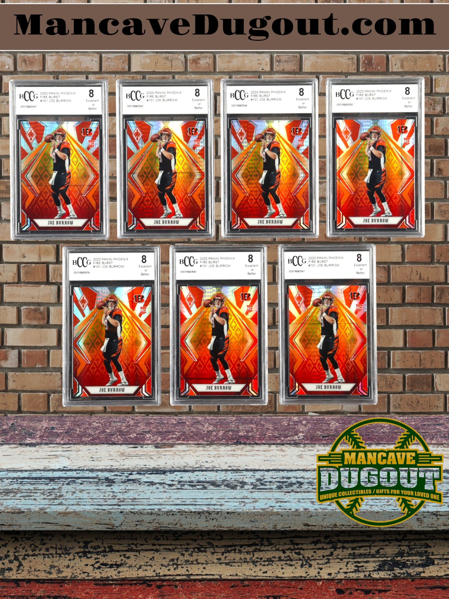 Joe Burrow 2020 Panini Phoenix Fire Burst #101 Rookie Card – BCCG 8