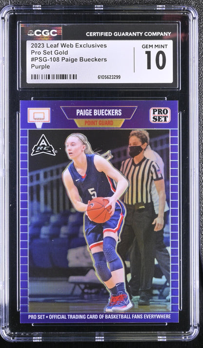 Paige Bueckers 2023 Leaf Web Exclusives Pro Set Gold Purple #PSG108 RC #1215 – CGC 10 GM