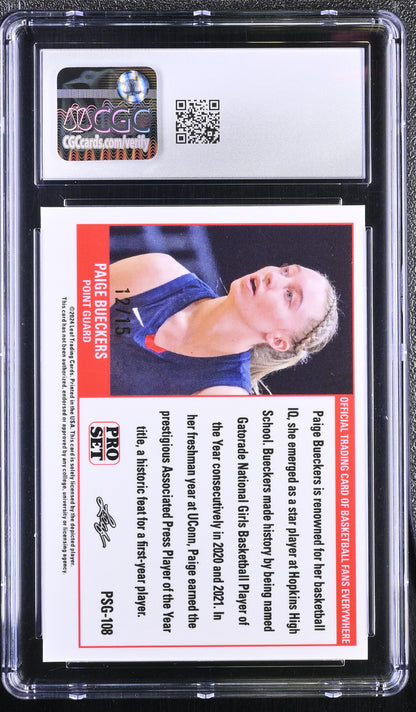 Paige Bueckers 2023 Leaf Web Exclusives Pro Set Gold Purple #PSG108 RC #1215 – CGC 10 GM