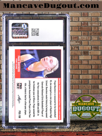 Paige Bueckers 2023 Leaf Web Exclusives Pro Set Gold Purple #PSG108 RC #1215 – CGC 10 GM
