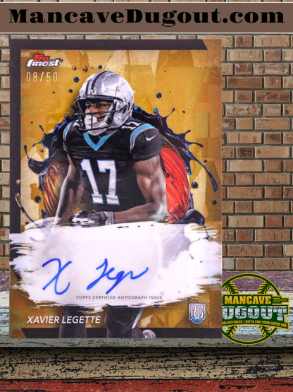 Xavier Legette — 2024 Topps Finest Football - Rookie Autographs — Gold Refractor #RFAXL - Serial Numbered 08/50 • Rookie Card (RC)