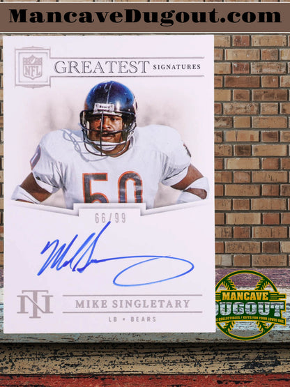 Mike Singletary — 2024 Panini National Treasures - NFL Greatest Signatures — #MS Serial Numbered 66/99 — Autograph