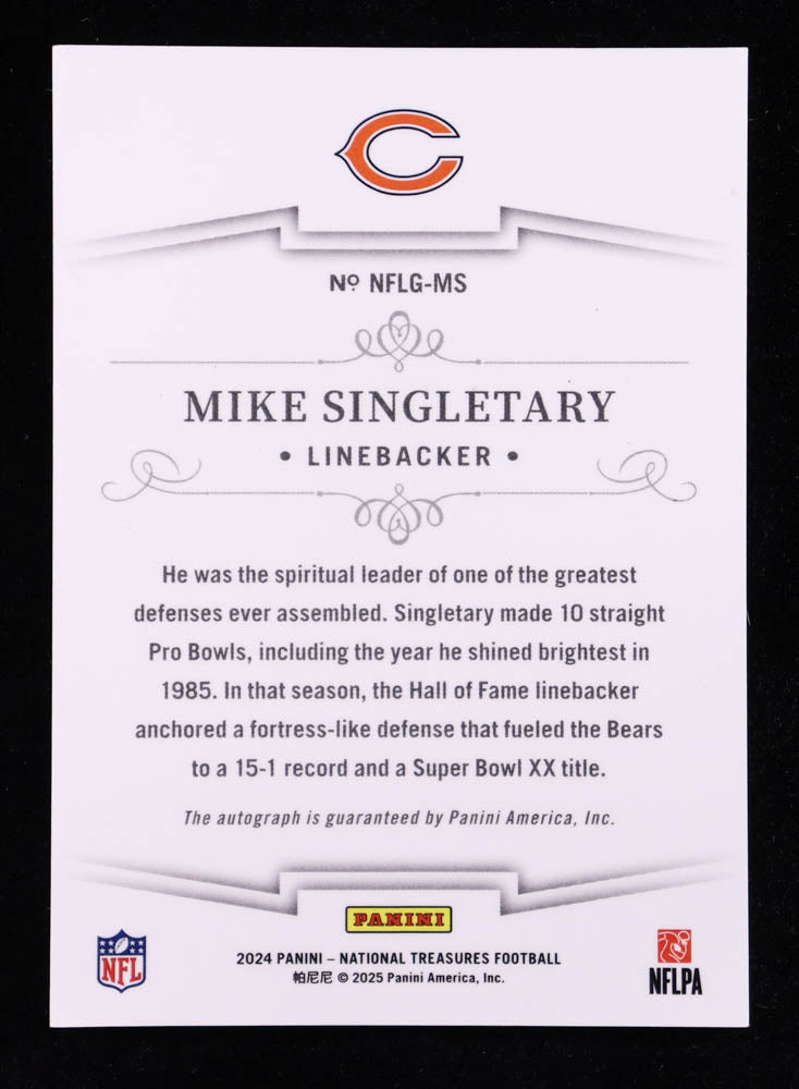 Mike Singletary — 2024 Panini National Treasures - NFL Greatest Signatures — #MS Serial Numbered 66/99 — Autograph