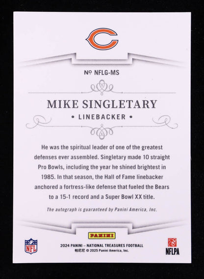 Mike Singletary — 2024 Panini National Treasures - NFL Greatest Signatures — #MS Serial Numbered 66/99 — Autograph
