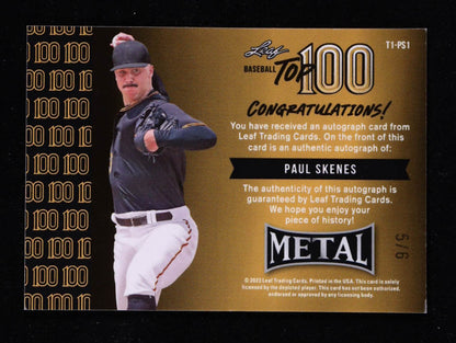 Paul Skenes — 2023 Leaf Metal Baseball - Top 100 Autographs — Wave Water Parallel #T1PS1