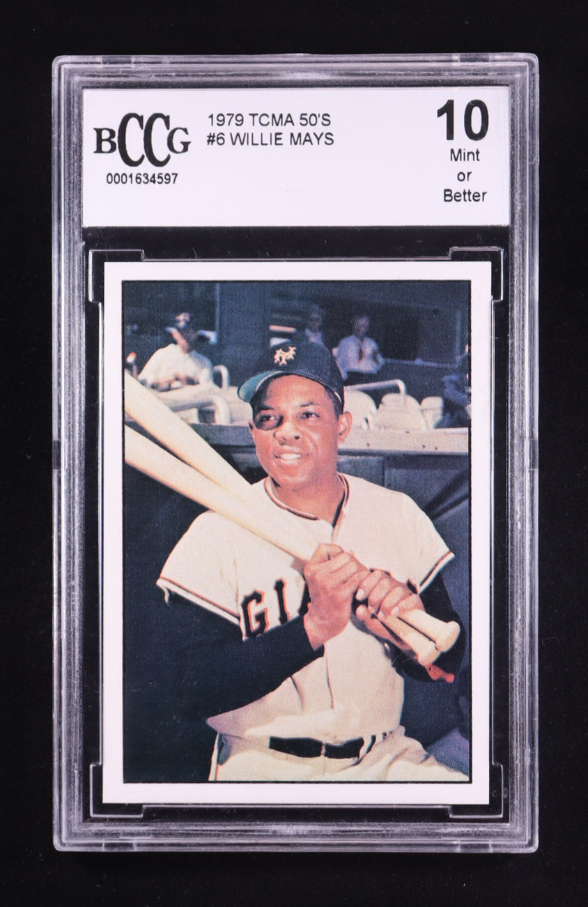 Willie Mays — 1979 TCMA 50’s - Card #6 — BCCG 10 (Mint or Better) - Vintage Tribute to “The Say Hey Kid”