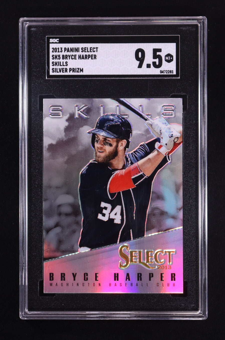 Bryce Harper — 2013 Panini Select Baseball - Skills — Prizm Silver #5 - SGC 9.5 — Gem Mint Level Shine