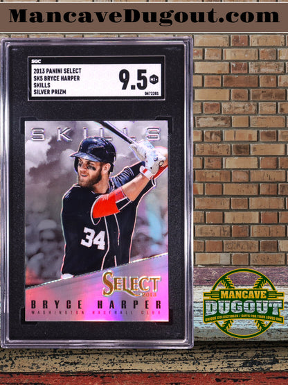Bryce Harper — 2013 Panini Select Baseball - Skills — Prizm Silver #5 - SGC 9.5 — Gem Mint Level Shine