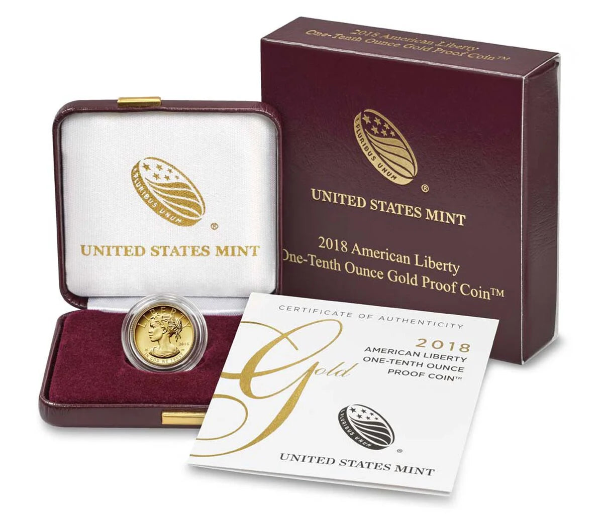 2018 American Liberty One-Tenth Ounce Gold Proof Coin-W/OGP-COA