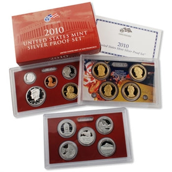 2010 SILVER PROOF SET in OGP Red Box with COA (14 coins, Choice BU)