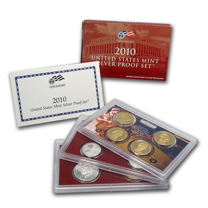 2010 SILVER PROOF SET in OGP Red Box with COA (14 coins, Choice BU)