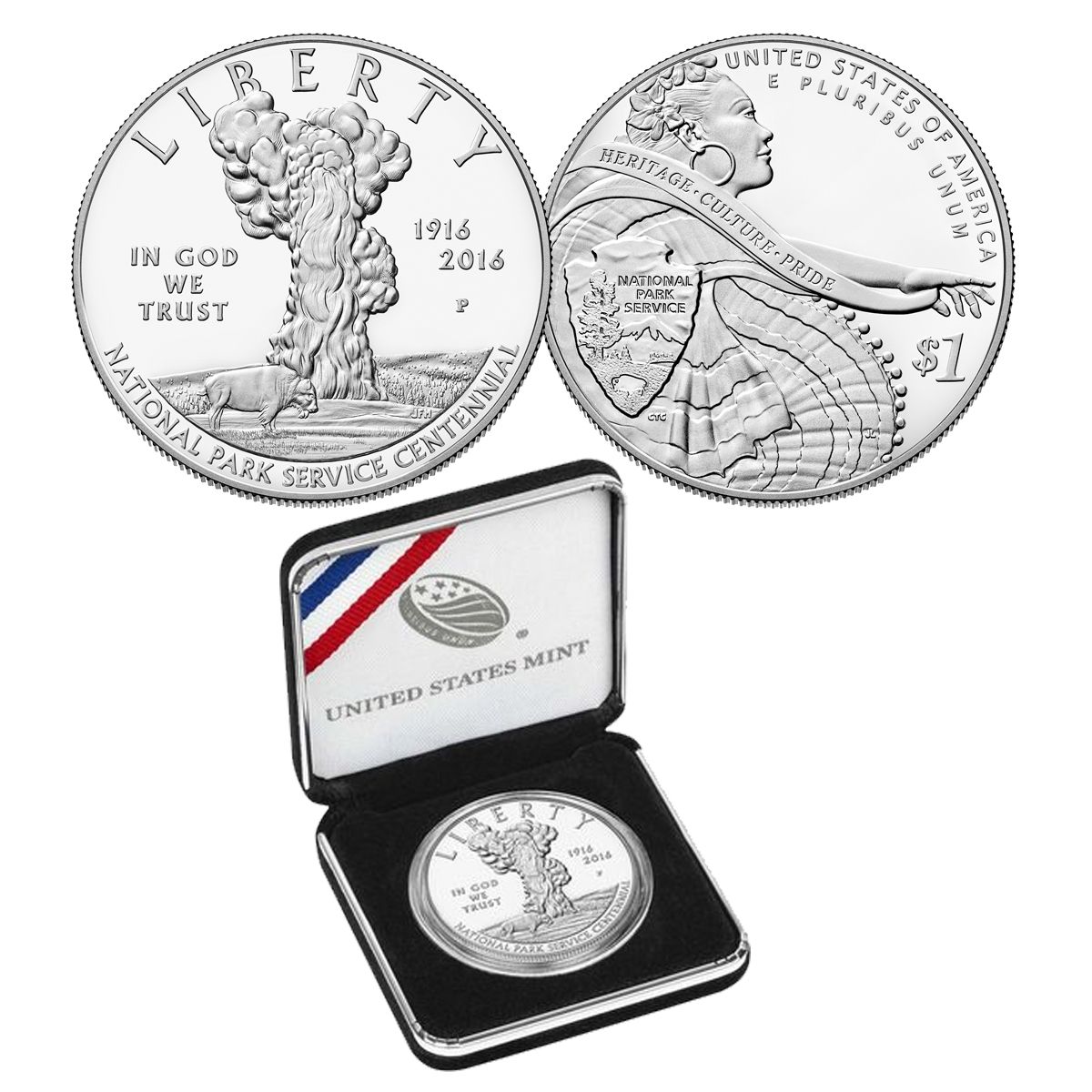 2016 - 100th Anniversary of the National Park Service Proof Silver Dollar - Philadelphia (P)