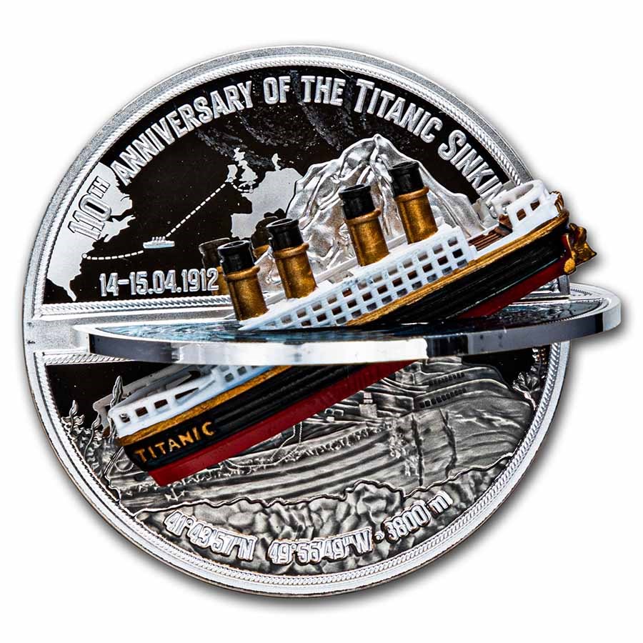 2022 Niue 110th Anniversary of the Titanic Sinking 3D Colorized 2 oz Silver Coin