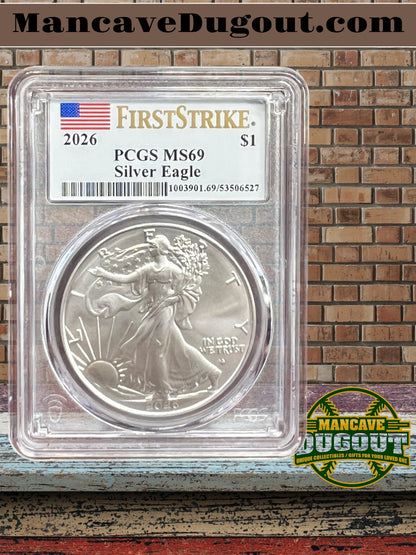 2026 American Silver Eagle $1 - PCGS MS69 — First Strike — 1 oz .999 Fine Silver