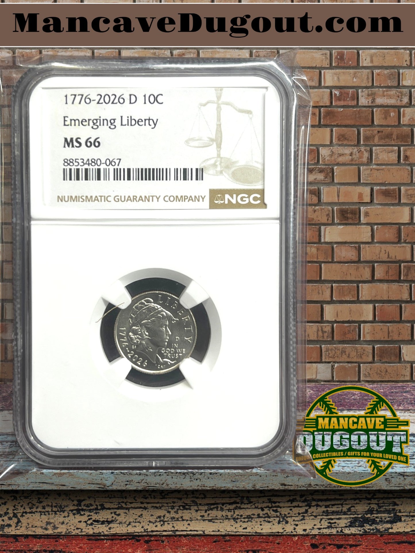 1776–2026 D Semiquincentennial Emerging Liberty 10C – NGC MS66