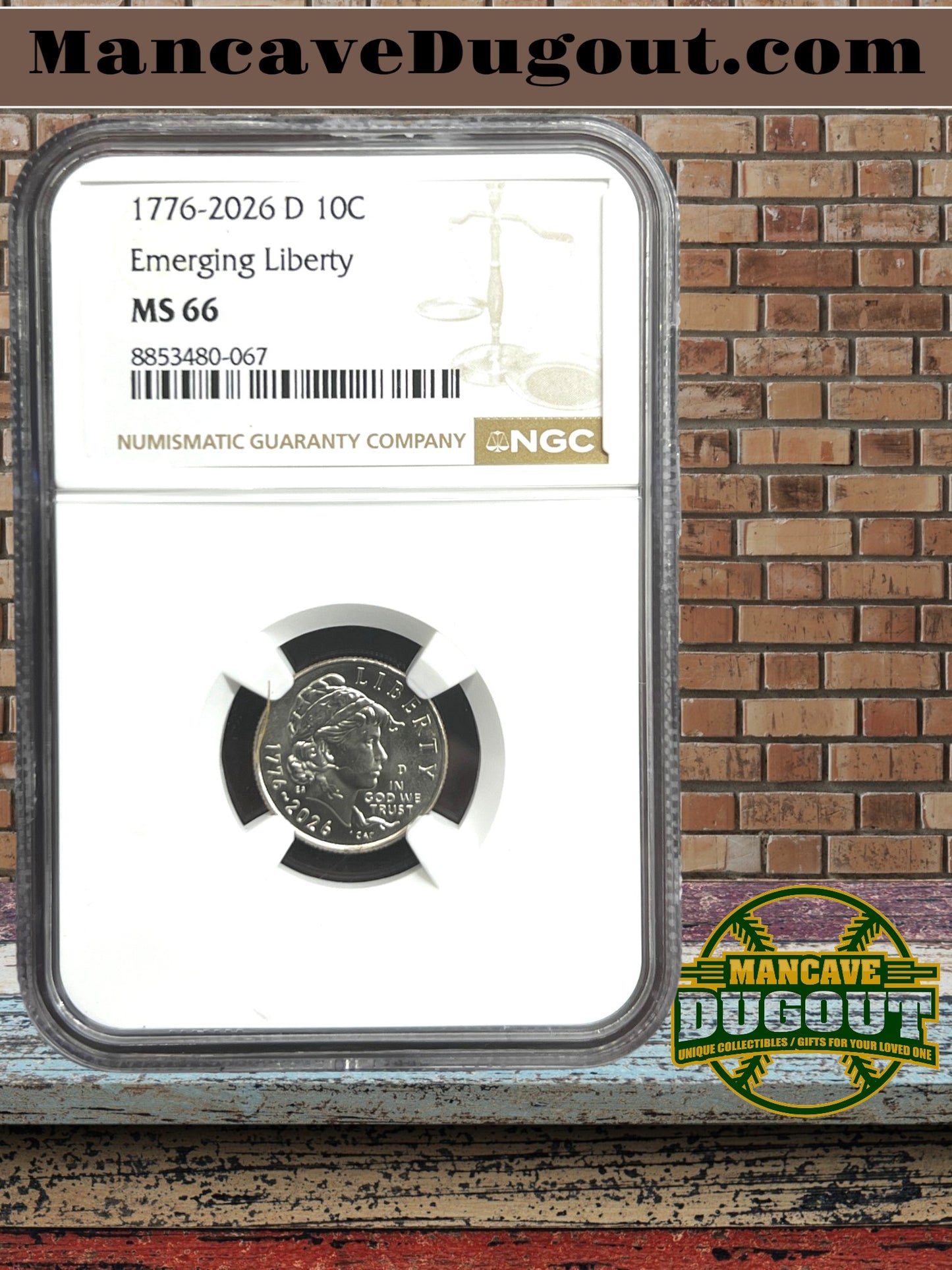 1776–2026 D Semiquincentennial Emerging Liberty 10C – NGC MS66
