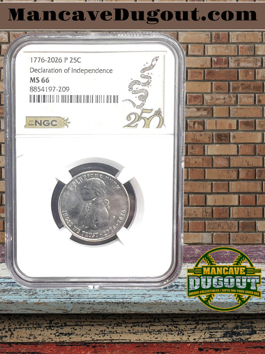 1776–2026 P Semiquincentennial Declaration of Independence Quarter – NGC MS66