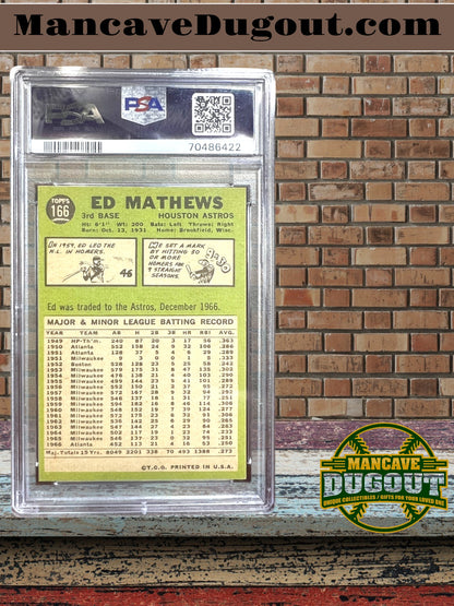 1967 Topps #166 Eddie Mathews – Houston Astros – PSA 8