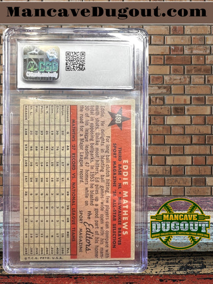 1958 Topps #440 Eddie Mathews – All Star – CSG 4.5
