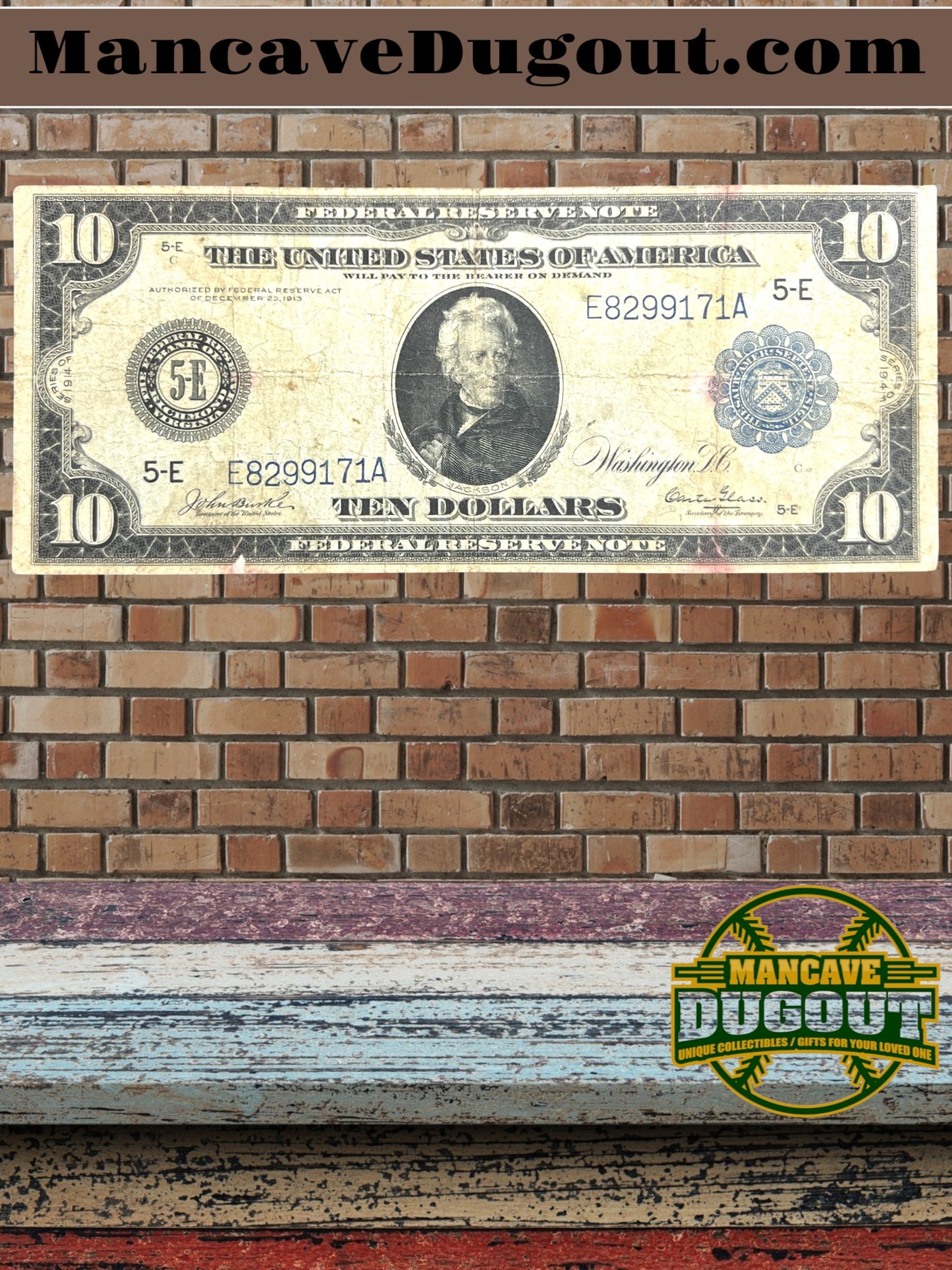1914 $10 Federal Reserve Note – Large Size - Richmond, Virginia • District 5 E • Blue Seal • Fine – VG Condition