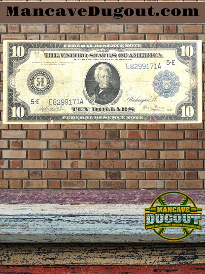 1914 $10 Federal Reserve Note – Large Size - Richmond, Virginia • District 5 E • Blue Seal • Fine – VG Condition