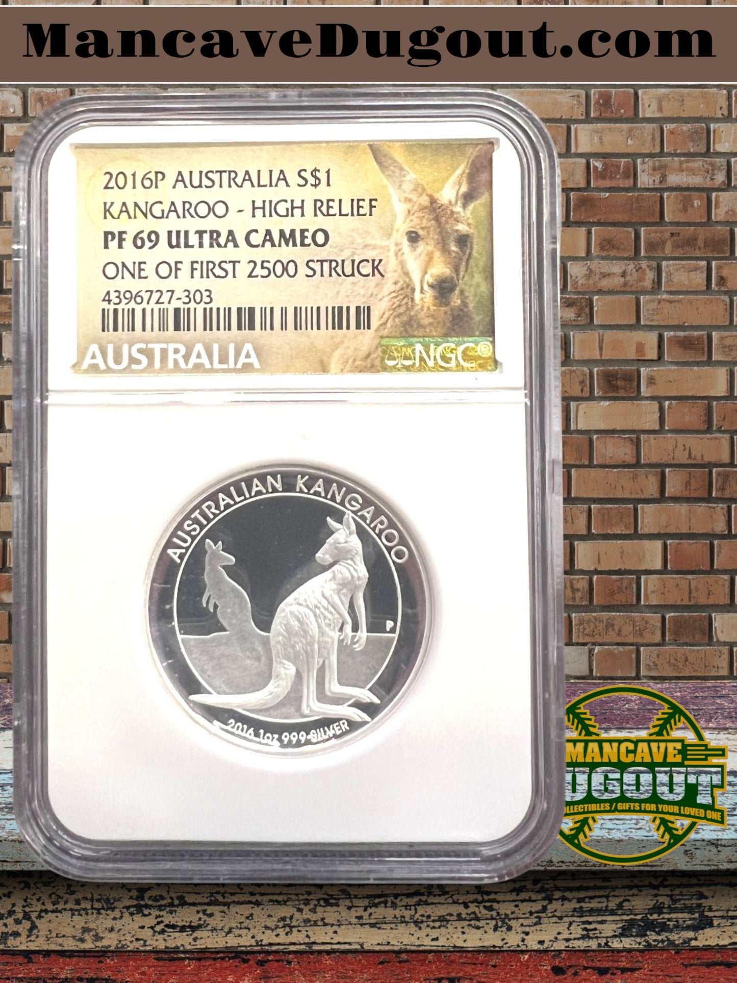 2016 P Australia S$1 Kangaroo-High Relief • NGC PF69 Ultra Cameo-“One of First 2500” – Early Release Designation