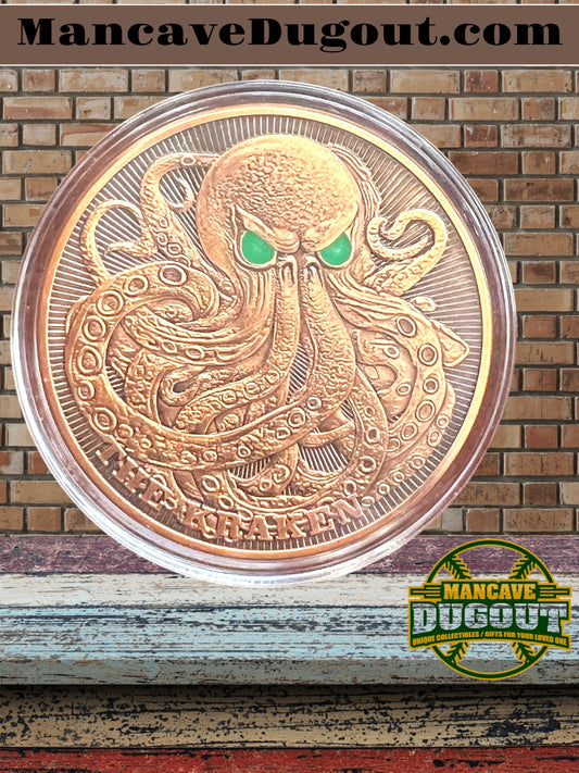AVDP Copper – “The Kraken” — 5 oz .999 Fine Copper - Heavyweight Copper Bullion • Deep Relief Fantasy Art Round