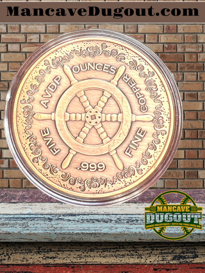 AVDP Copper – “The Kraken” — 5 oz .999 Fine Copper - Heavyweight Copper Bullion • Deep Relief Fantasy Art Round