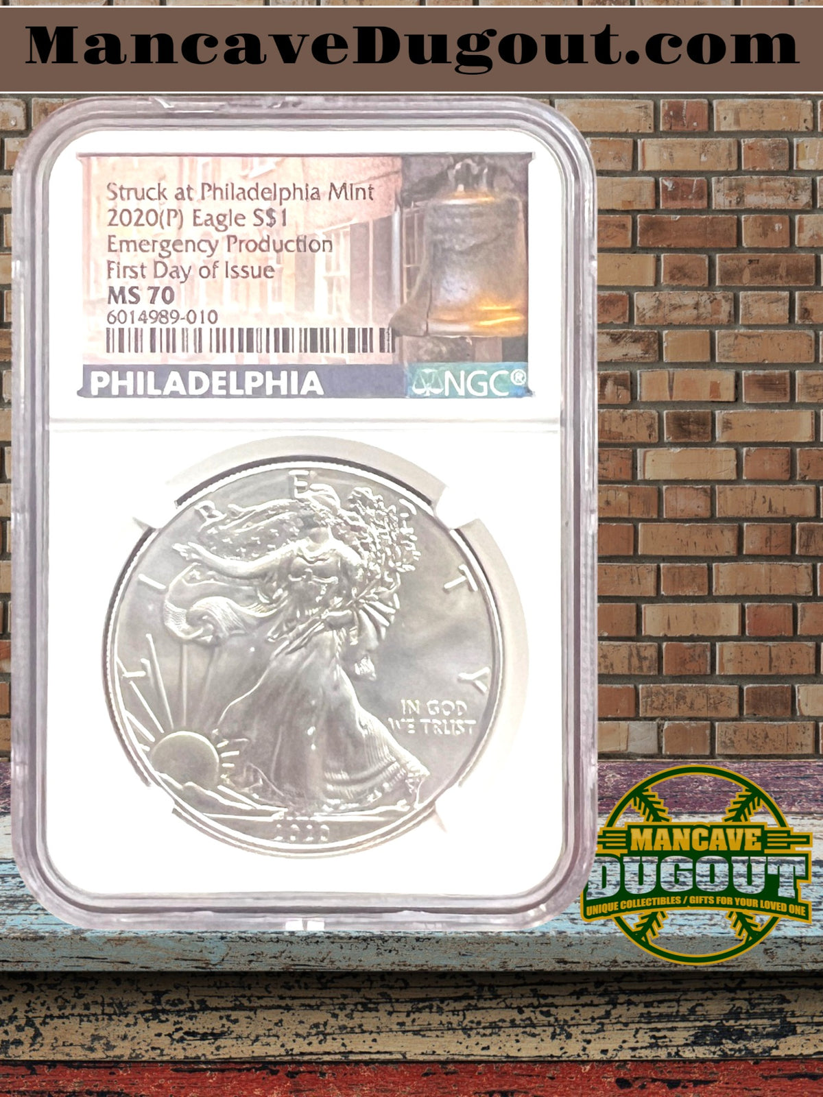 2020 P American Silver Eagle — NGC MS70 - Emergency Production • First Day of Issue • Philadelphia Mint • 1 oz .999 Fine Silver