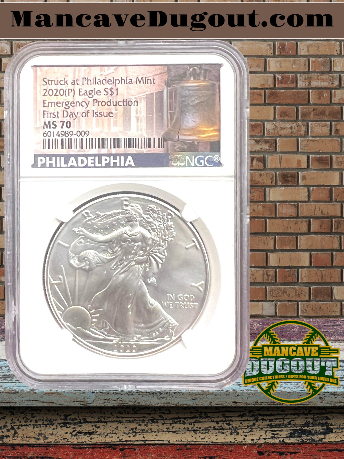 2020 P American Silver Eagle — NGC MS70 - Emergency Production • First Day of Issue • Philadelphia Mint • 1 oz .999 Fine Silver
