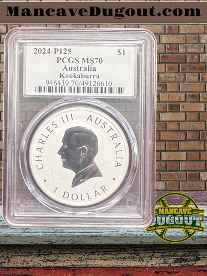 2024 P125 Australia Kookaburra — PCGS MS70 - 1.00 oz .9999 Silver • Perth Mint • Perfect MS70