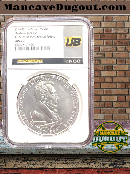 2020 U.S. Mint Presidential Series Silver Medal — Andrew Jackson — NGC MS70