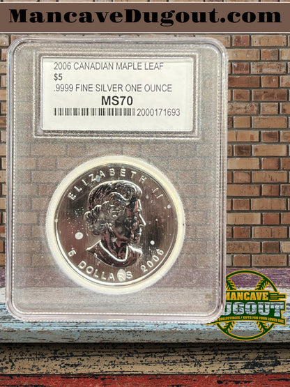 2006 Canada Maple Leaf - 1 oz Silver • $5 BU Coin WCG MS70 (Adjusted for Visible Blemishes)