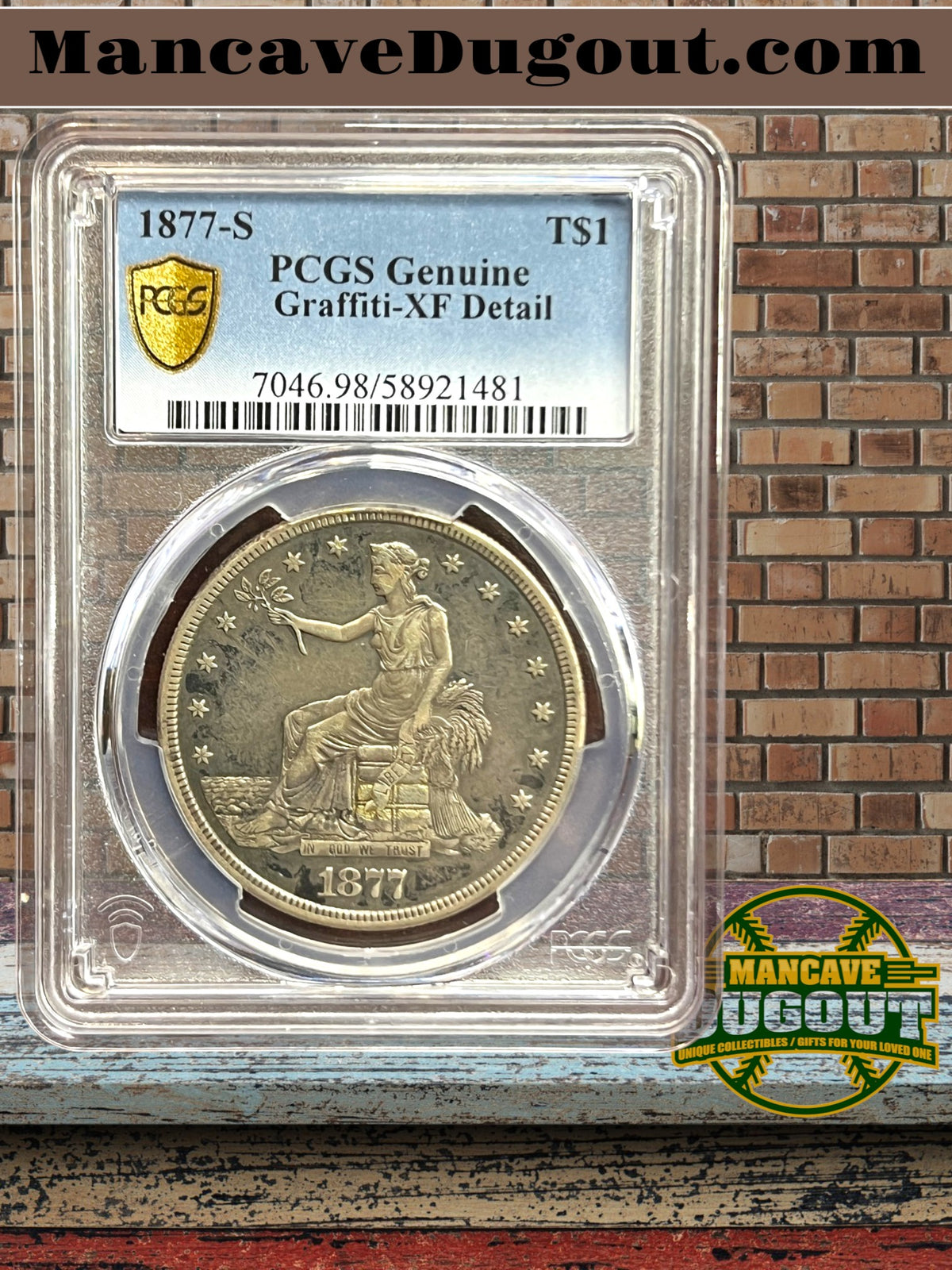 1877 S Trade Dollar — PCGS XF - San Francisco Mint • Extra Fine Detail • Noted Graffiti