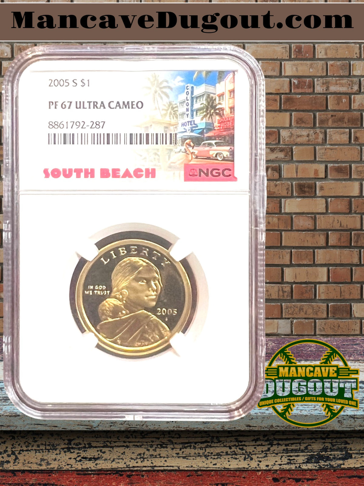 2004 S $1 Sacagawea Dollar — NGC PF67 Ultra Cameo - Proof Strike • South Beach Label • San Francisco Mint