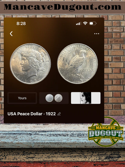 1922 Peace Silver Dollar – AU – Computer Graded – MancaveDugout Holder