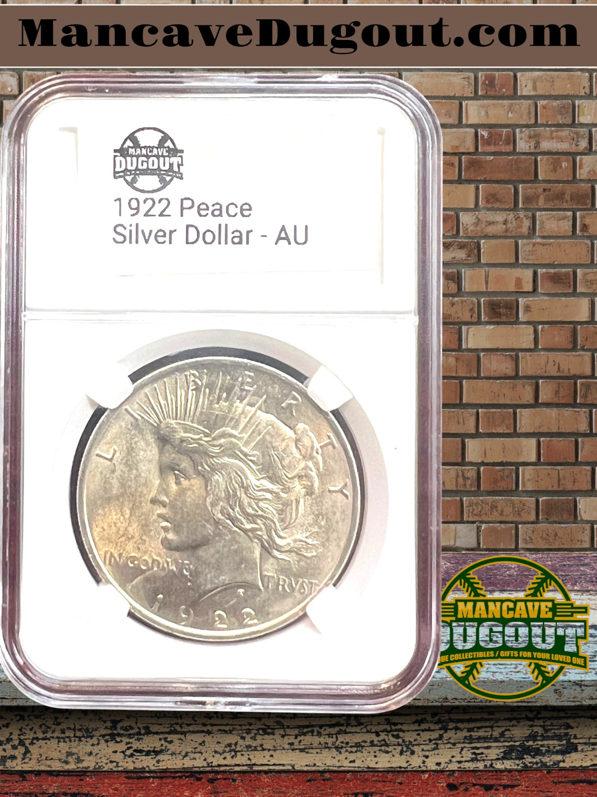 1922 Peace Silver Dollar – AU – Computer Graded – MancaveDugout Holder