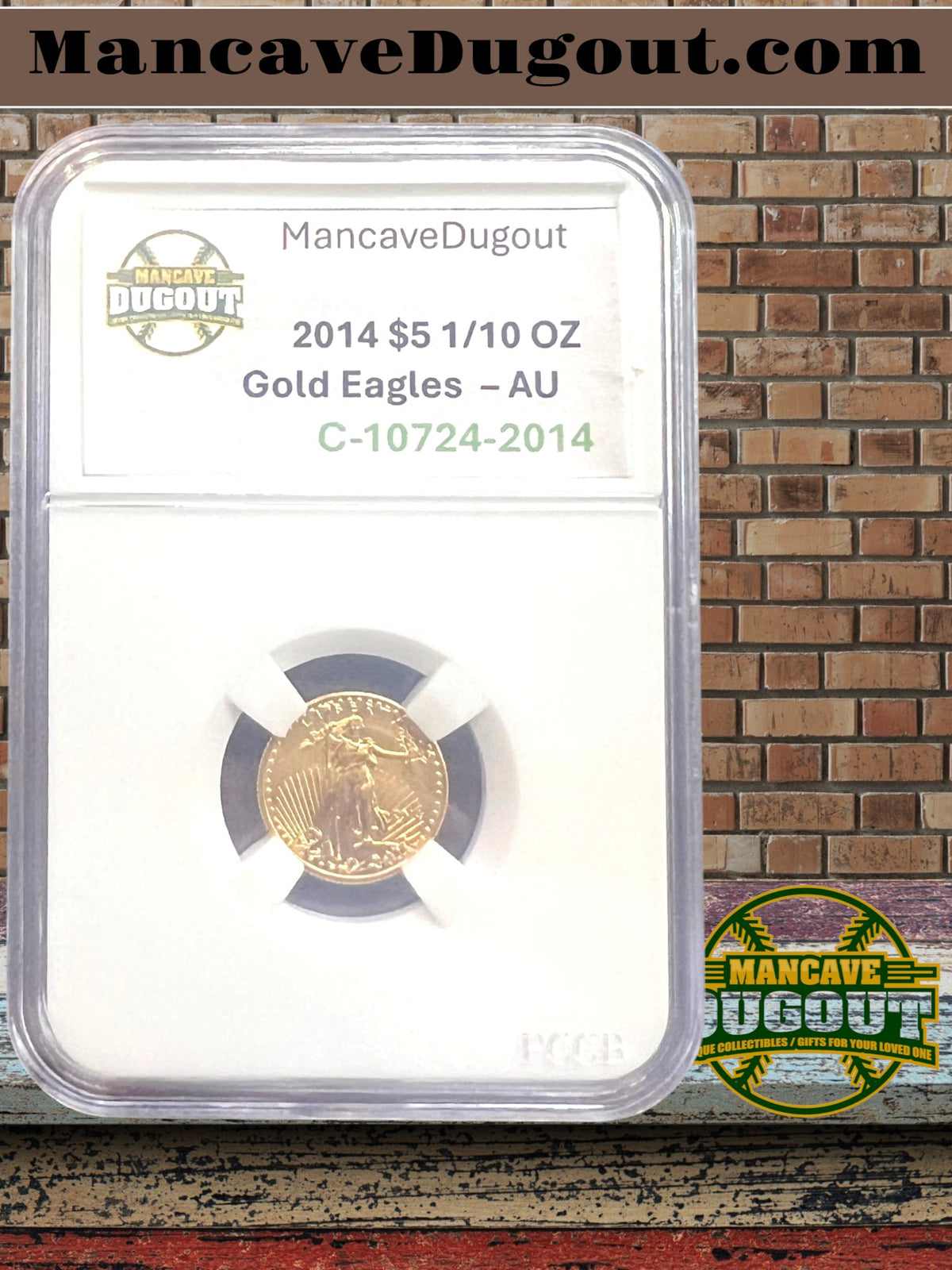 2014 W American Gold Eagle – 1/10 oz Proof West Point Mint • .9167 Fine Gold • Premium Mancave Holder Display