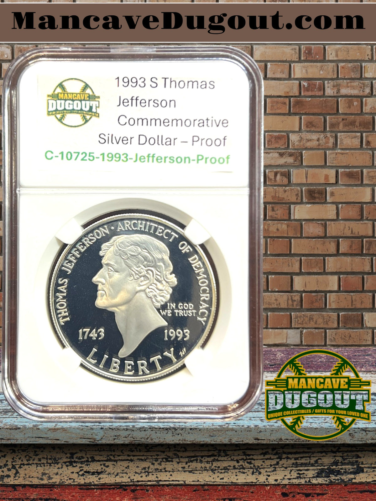 1993 S Thomas Jefferson Commemorative Silver Dollar – Proof Cameo