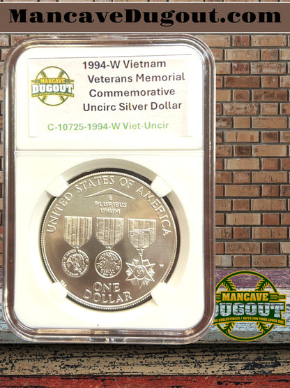 1994 W Vietnam Veterans Memorial Commemorative Silver Dollar – Uncirculated