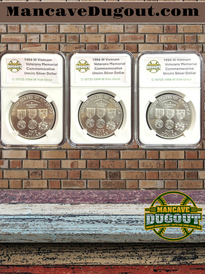 1994 W Vietnam Veterans Memorial Commemorative Silver Dollar – Uncirculated